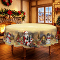Christmas Village & Santa Round Tablecloth, Decorative Dining Table Cover for Dining, Holiday Parties & Christmas Decor - BS027-152R - image 1