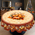 Pumpkin Harvest Border Round Tablecloth, Decorative Dining Table Cover for Dining, Thanksgiving & Farmhouse Fall Decor - BQ017-180R - image 1
