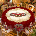 Christmas Holly Wreath Round Tablecloth, Decorative Dining Table Cover for Dining, Holiday Parties & Christmas Decor - BS026-180R - image 1