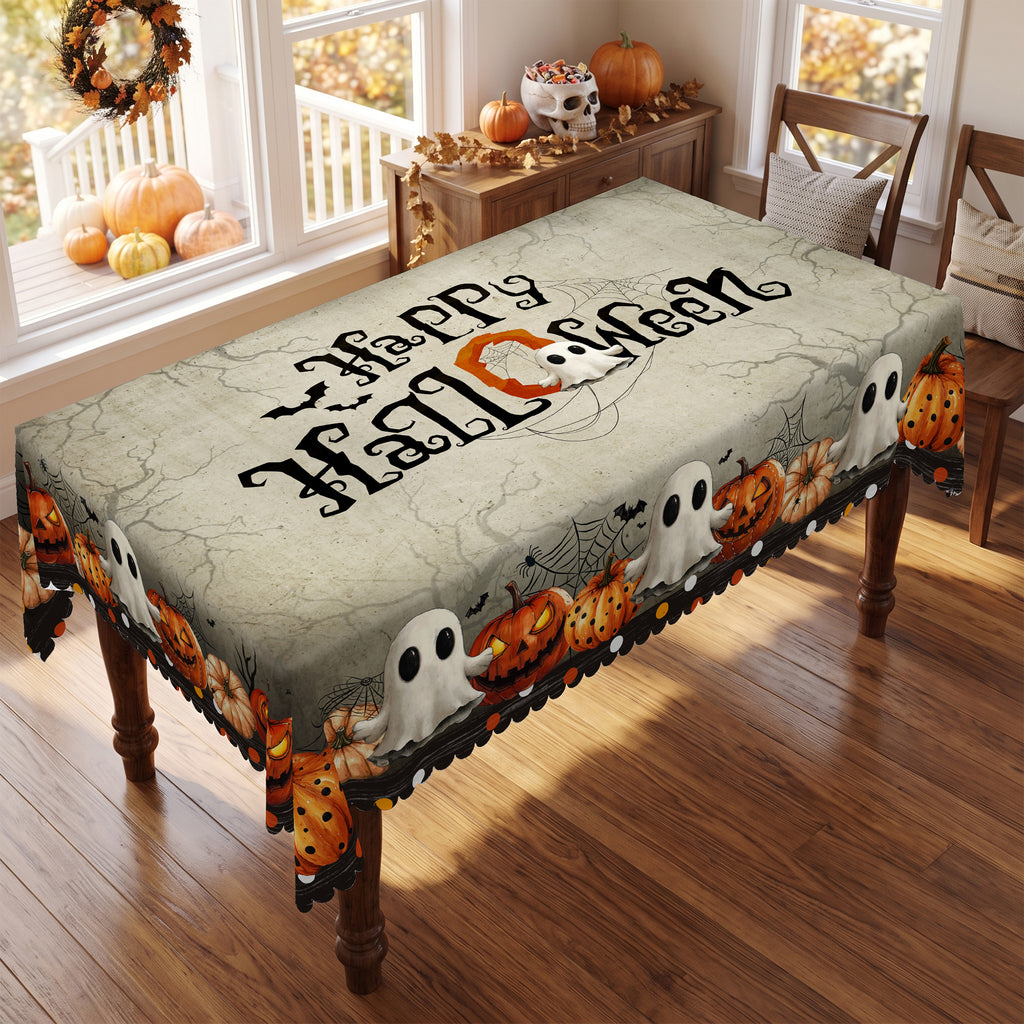 Halloween Haunted House Tablecloth, Decorative Dining Table Cover for Halloween Parties, Dining & Fall Decor - BW004-140 - image 1