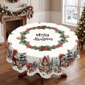 Christmas Snowman Village Round Tablecloth, Decorative Dining Table Cover for Dining, Holiday Parties & Christmas Decor - BS010-180R - image 1