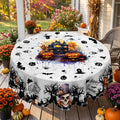 Halloween Spooky Garden Round Tablecloth, Decorative Dining Table Cover for Halloween Parties, Dining & Fall Decor - BW003-152R - image 1