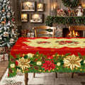 Christmas Holly & Ribbon Tablecloth, Decorative Dining Table Cover for Dining, Holiday Parties & Christmas Decor - BS038-220 - image 1