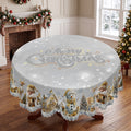 Christmas Silver Snowflake Round Tablecloth, Decorative Dining Table Cover for Dining, Holiday Parties & Winter Decor - BS021-152R - image 1