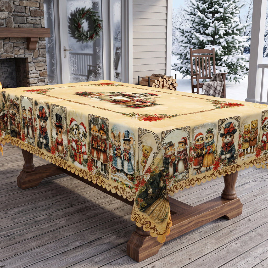 Christmas Reindeer Village Tablecloth, Decorative Dining Table Cover for Dining, Holiday Parties & Christmas Decor - BS025-220 - image 1