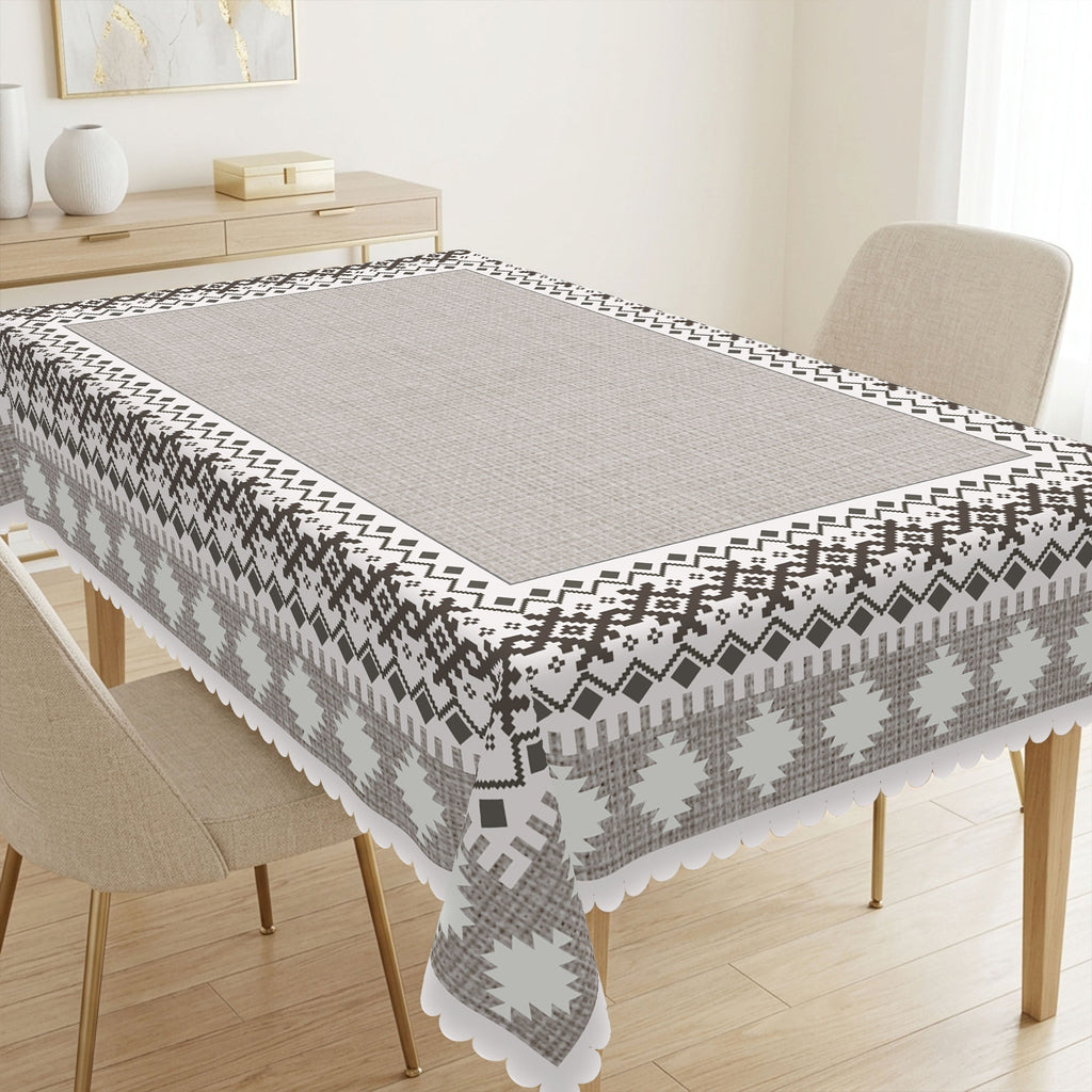 Modern Gray Geometric Tablecloth, Decorative Dining Table Cover for Dining Room, Kitchen & Contemporary Home Decor - JH001-220 - image 1