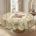 Vintage Pink Rose Medallion Round Tablecloth, Decorative Dining Table Cover for Dining, Holidays & Elegant Home Decor - BH012-1-180 - image 1