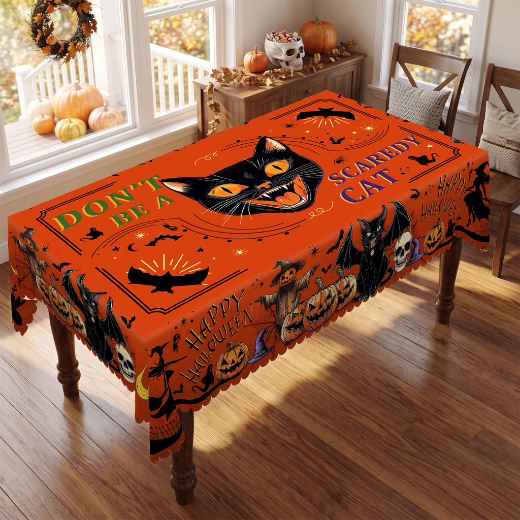 Halloween Jack-o'-Lantern Tablecloth, Decorative Dining Table Cover for Halloween Parties, Dining & Fall Decor - BW005-220 - image 1