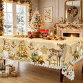 Christmas Holly & Poinsettia Tablecloth, Decorative Dining Table Cover for Dining, Holiday Parties & Christmas Decor - BS002-305 - image 1