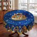 Blue Starry Nativity Round Tablecloth, Decorative Dining Table Cover for Dining, Holiday Parties & Christmas Decor - BS042-180R - image 1