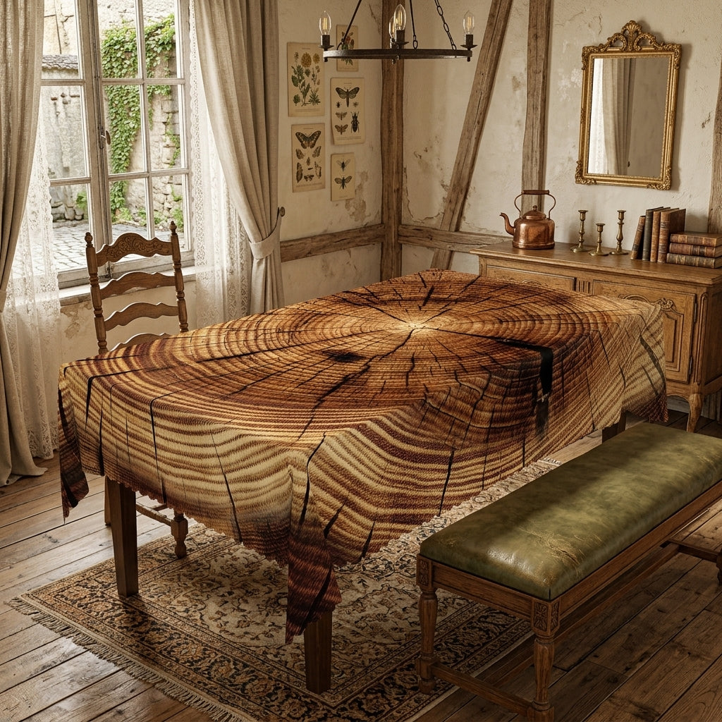 Rustic Wood Grain Tablecloth, Decorative Dining Table Cover for Dining Room, Cabin & Rustic Home Decor - N081-140 - image 1
