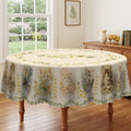 Kitten & Daisy Floral Round Tablecloth, Decorative Dining Table Cover for Kitchen, Dining & Pet Lover Home Decor - BM002-1-152R - image 1