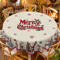 Merry Christmas Floral Round Tablecloth, Decorative Dining Table Cover for Dining, Holiday Parties & Christmas Decor - BS034-180 - image 1