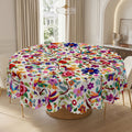 Mexican Colorful Floral Round Tablecloth, Decorative Dining Table Cover for Dining, Party, Patio & Colorful Home Decor - MEX001-1-152R - image 1