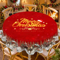 Merry Christmas Red Round Tablecloth, Decorative Dining Table Cover for Dining, Holiday Parties & Christmas Decor - BS036-180 - image 1