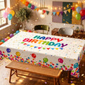 Happy Birthday Balloon Tablecloth, Decorative Dining Table Cover for Birthday Parties, Dining & Celebration Decor - HBD001-1-220 - image 1
