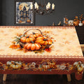 Pumpkin Harvest Border Tablecloth, Decorative Dining Table Cover for Dining, Thanksgiving & Farmhouse Fall Decor - BQ017-220 - image 1