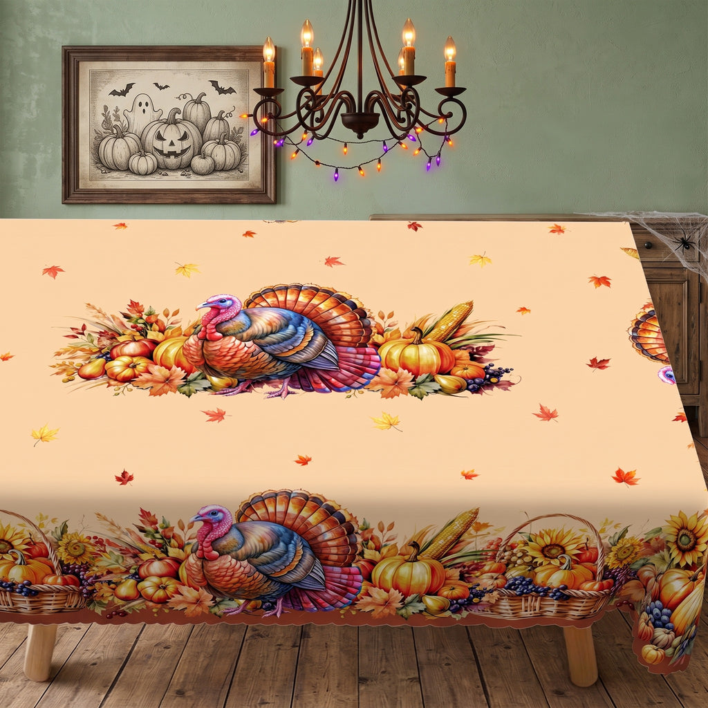 Autumn Harvest Medallion Tablecloth, Decorative Dining Table Cover for Dining, Thanksgiving & Fall Home Decor - BQ025-220 - image 1