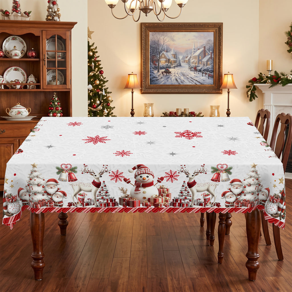 Christmas Snowflake Border Tablecloth, Decorative Dining Table Cover for Dining, Holiday Parties & Winter Decor - BS029-220 - image 1