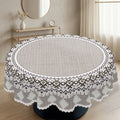 Modern Gray Geometric Round Tablecloth, Decorative Dining Table Cover for Dining Room, Kitchen & Contemporary Home Decor - JH001-152R - image 1