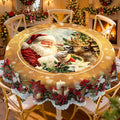 Christmas Santa & Deer Round Tablecloth, Decorative Dining Table Cover for Dining, Holiday Parties & Christmas Decor - BS003-180R - image 1