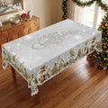 Christmas Silver Snowflake Tablecloth, Decorative Dining Table Cover for Dining, Holiday Parties & Winter Decor - BS021-220 - image 1