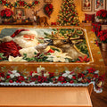 Christmas Santa & Deer Tablecloth, Decorative Dining Table Cover for Dining, Holiday Parties & Christmas Decor - BS003-305 - image 1