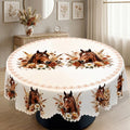 Vintage Horse & Floral Round Tablecloth, Decorative Dining Table Cover for Dining Room, Farmhouse & Country Decor - CT006-152R - image 1