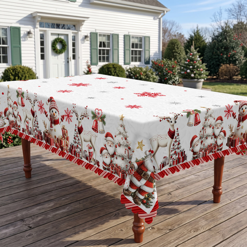 Christmas Snowflake Border Tablecloth, Decorative Dining Table Cover for Dining, Holiday Parties & Winter Decor - BS029-220 - image 2