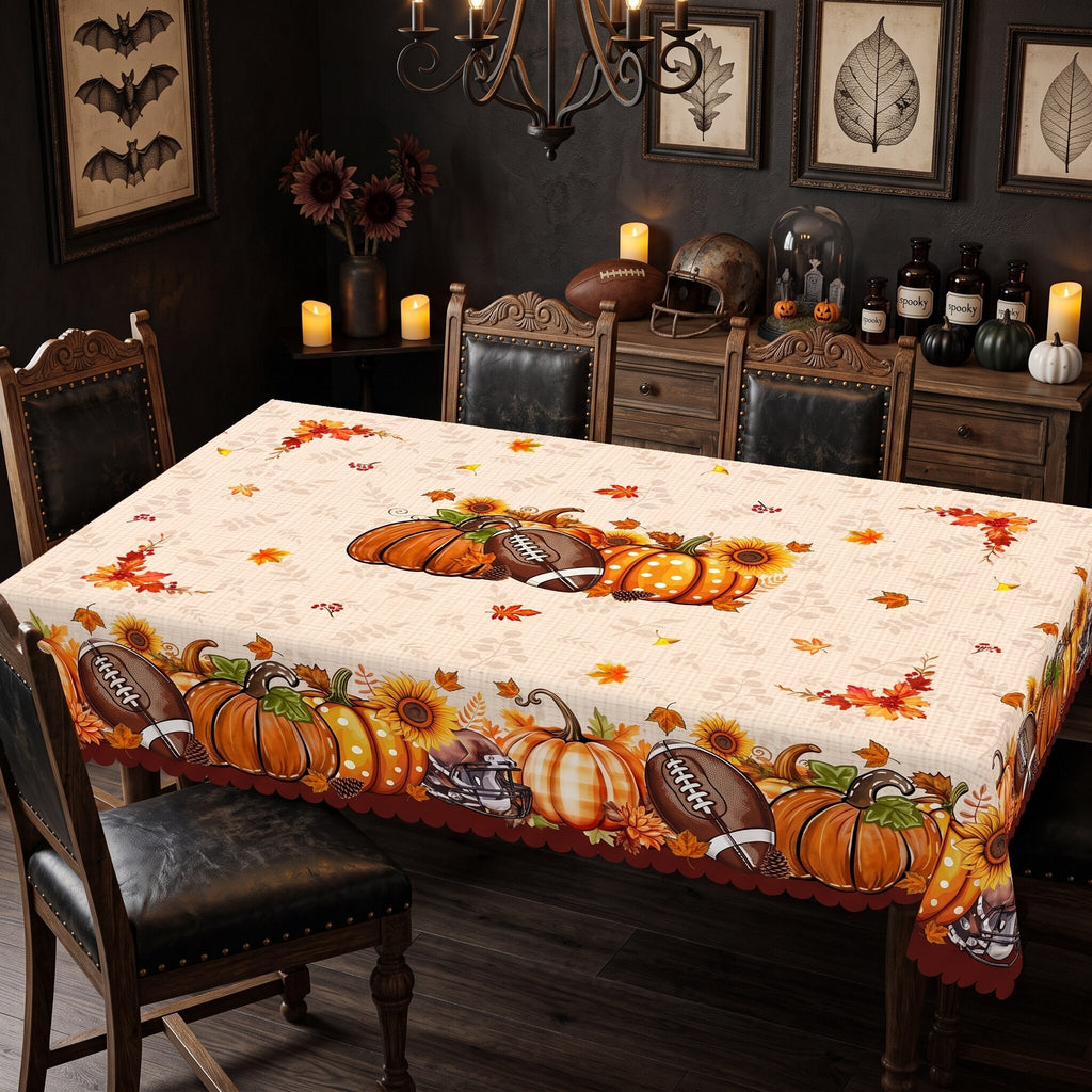 Rustic Pumpkin Harvest Tablecloth, Decorative Dining Table Cover for Dining, Thanksgiving & Fall Home Decor - BQ014-220 - image 2