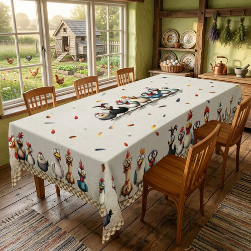 Farmhouse Chicken Floral Tablecloth, Decorative Dining Table Cover for Kitchen, Dining & Farmhouse Home Decor - BN002-1-220 - image 2