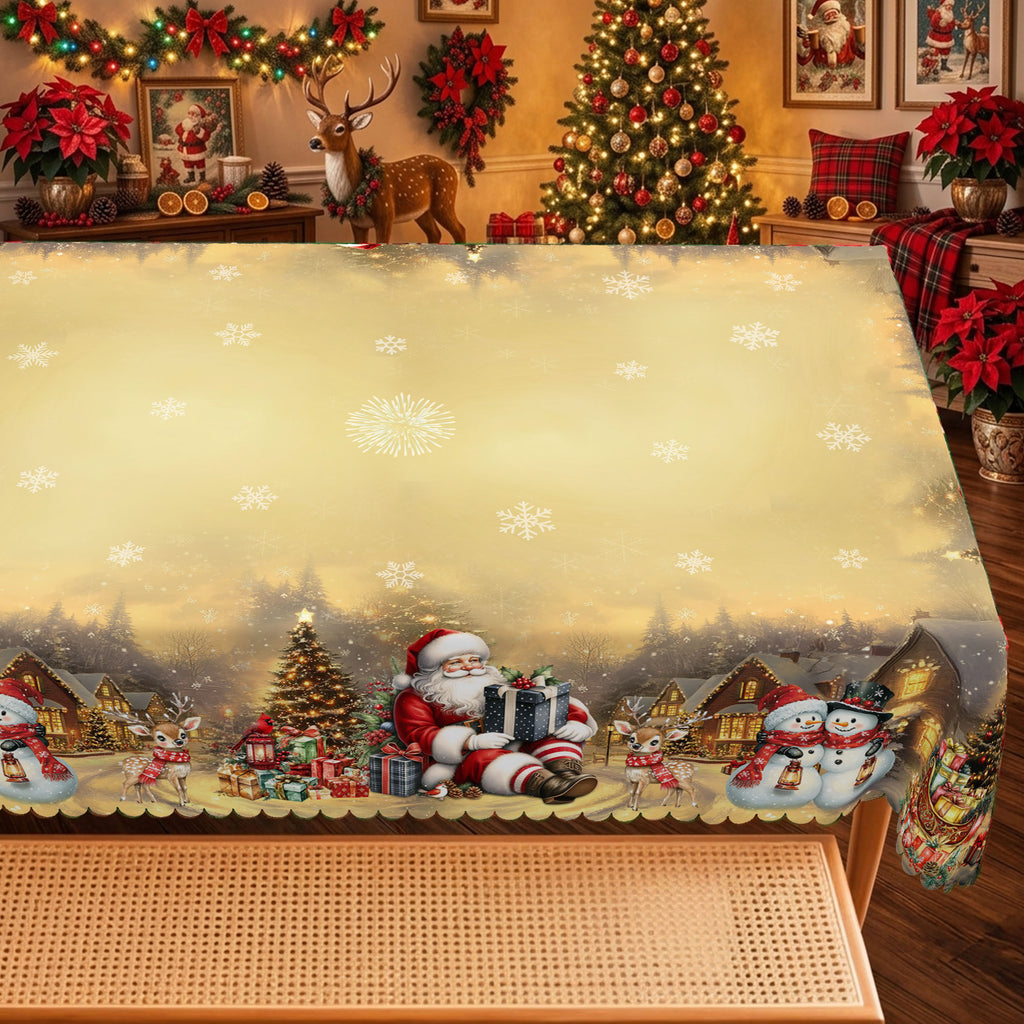 Christmas Village & Santa Tablecloth, Decorative Dining Table Cover for Dining, Holiday Parties & Christmas Decor - BS027-220 - image 2