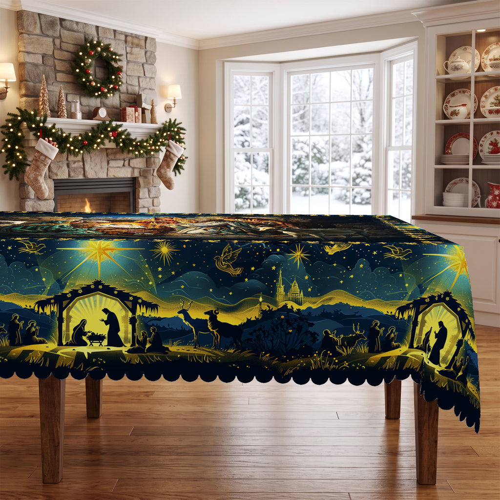 Christmas Winter Village Tablecloth, Decorative Dining Table Cover for Dining, Holiday Parties & Christmas Decor - BS031-220 - image 2