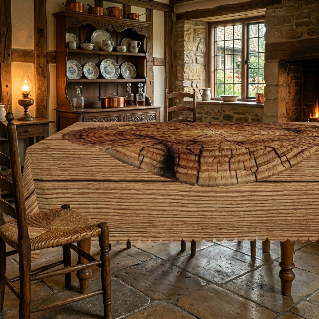 Rustic Wood Grain Tablecloth, Decorative Dining Table Cover for Dining Room, Cabin & Rustic Home Decor - N081-140 - image 2