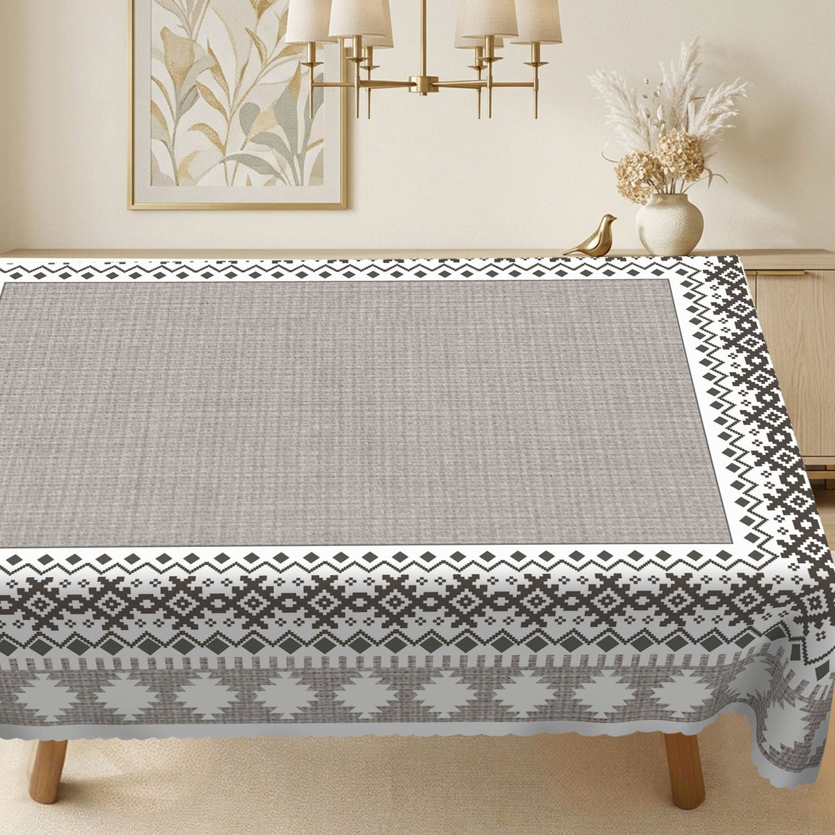 Modern Gray Geometric Tablecloth, Decorative Dining Table Cover for Dining Room, Kitchen & Contemporary Home Decor - JH001-220 - image 2