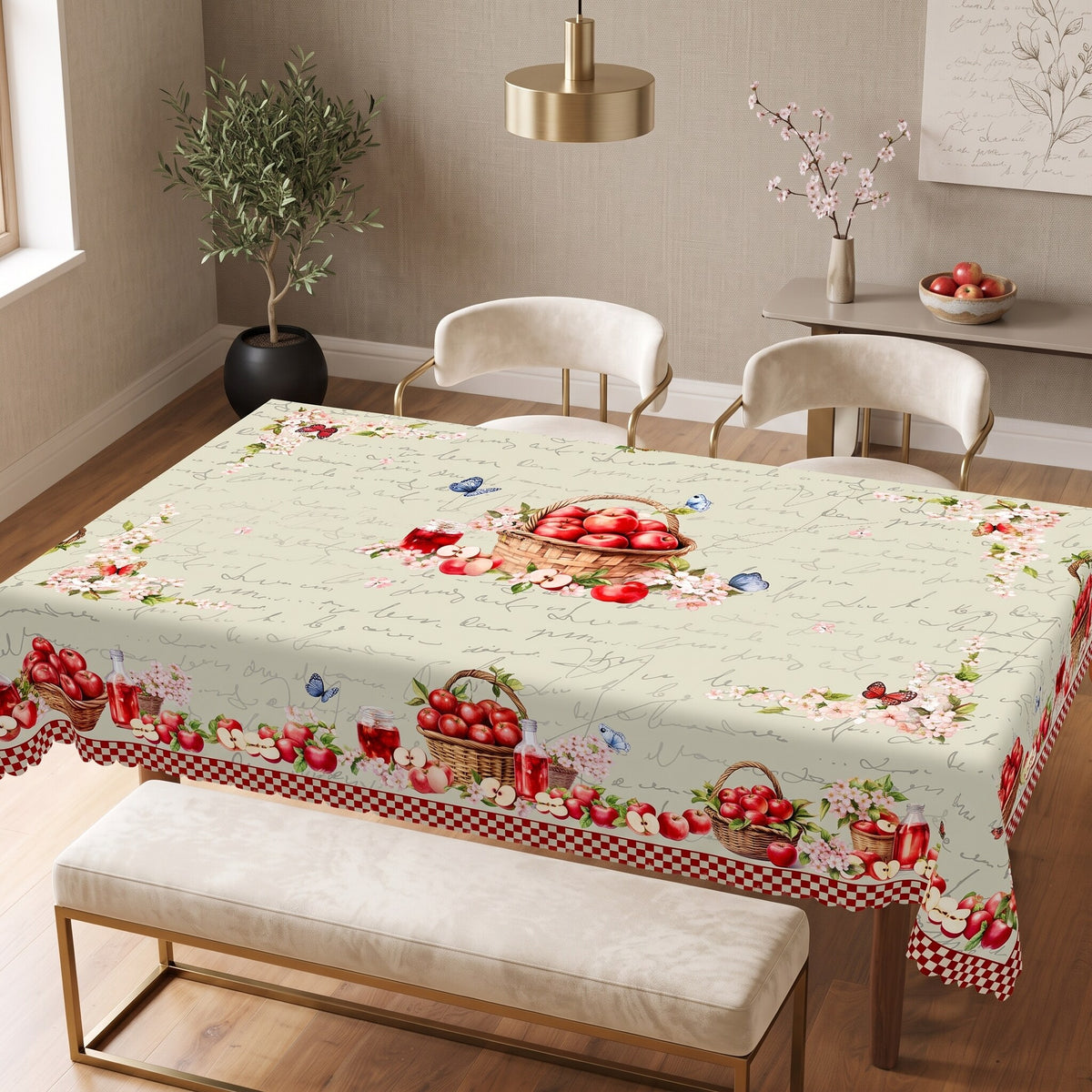 Spring Apple Blossom Tablecloth, Decorative Dining Table Cover for Dining Room, Kitchen & Spring Decor - CT002-1-220 - image 2