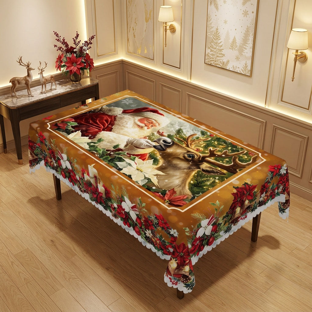 Christmas Santa & Deer Tablecloth, Decorative Dining Table Cover for Dining, Holiday Parties & Christmas Decor - BS003-305 - image 2