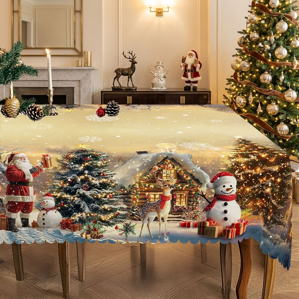 Christmas Tree & Presents Tablecloth, Decorative Dining Table Cover for Dining, Holiday Parties & Christmas Decor - BS018-305 - image 2