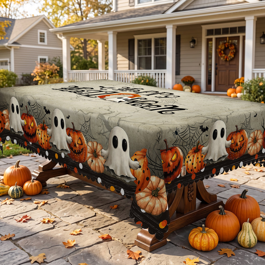 Halloween Haunted House Tablecloth, Decorative Dining Table Cover for Halloween Parties, Dining & Fall Decor - BW004-140 - image 2