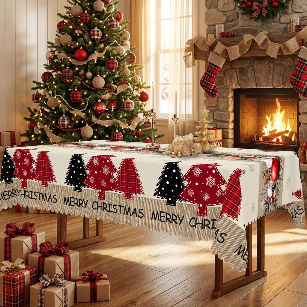 Christmas Holly Wreath Tablecloth, Decorative Dining Table Cover for Dining, Holiday Parties & Christmas Decor - BS039-220 - image 2