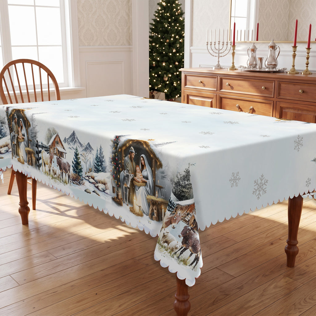Christmas Winter Village Tablecloth, Decorative Dining Table Cover for Dining, Holiday Parties & Christmas Decor - BS016-220 - image 2