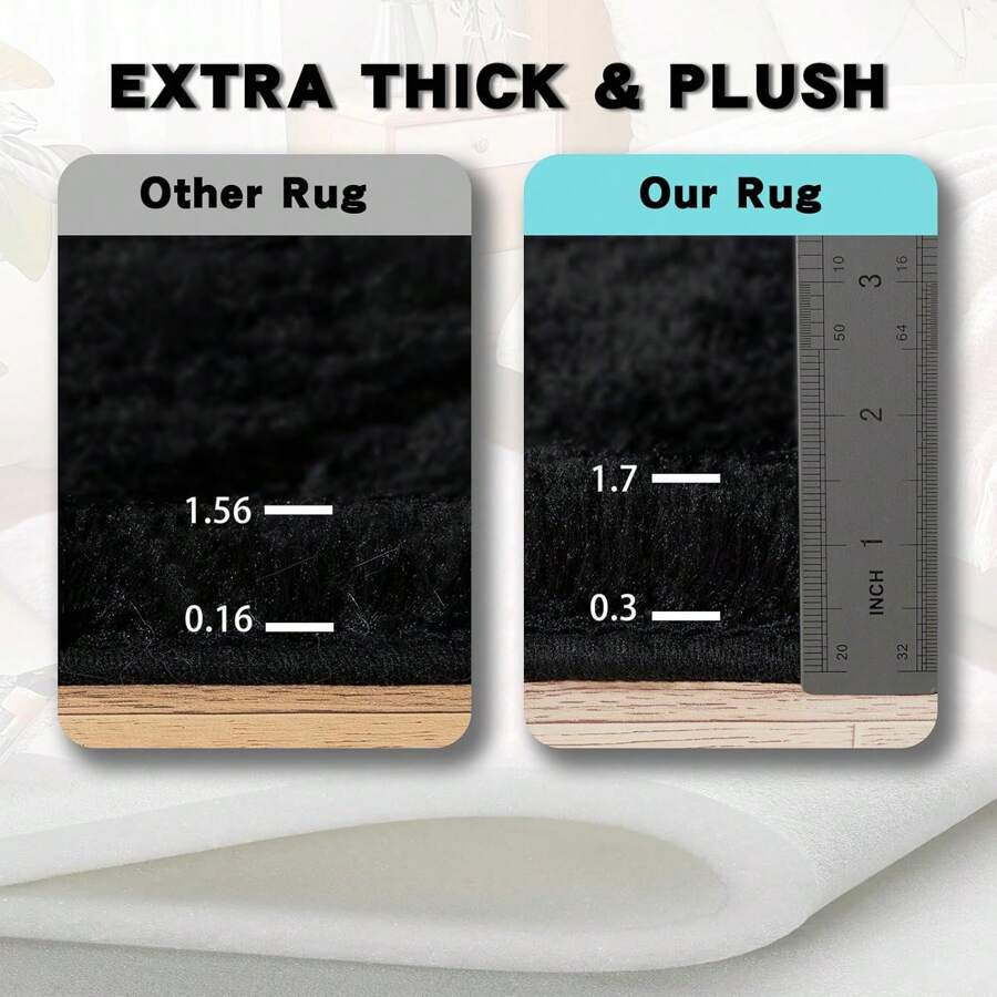 Area Rugs For Living Room, White Fluffy Shaggy Rug Soft Carpets, Big Rugs For Bedroom Dorm Home Decor Aesthetic Black