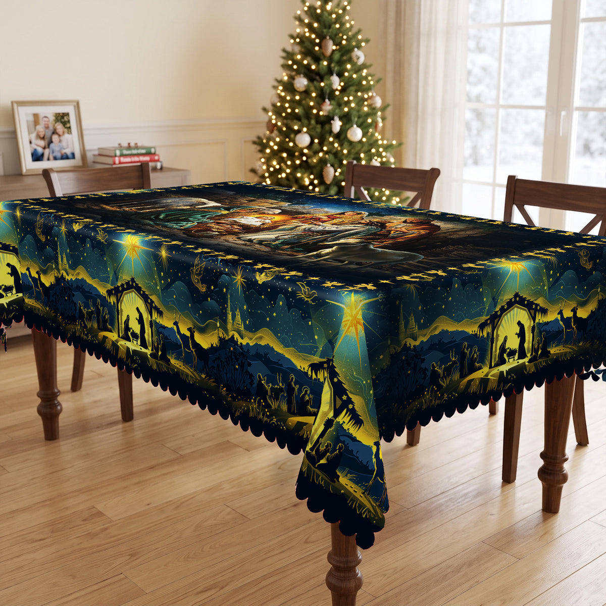 Christmas Winter Village Tablecloth, Decorative Dining Table Cover for Dining, Holiday Parties & Christmas Decor - BS031-220 - image 3