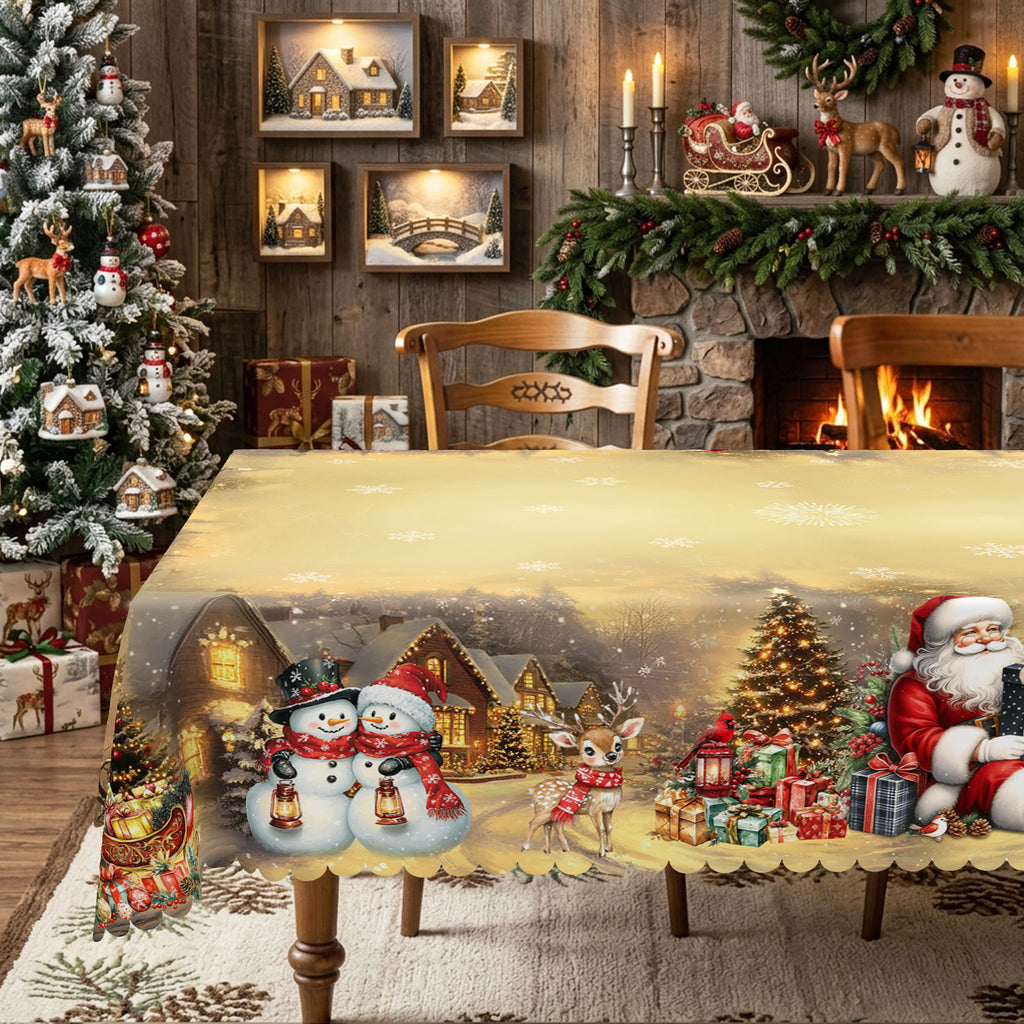 Christmas Village & Santa Tablecloth, Decorative Dining Table Cover for Dining, Holiday Parties & Christmas Decor - BS027-220 - image 3