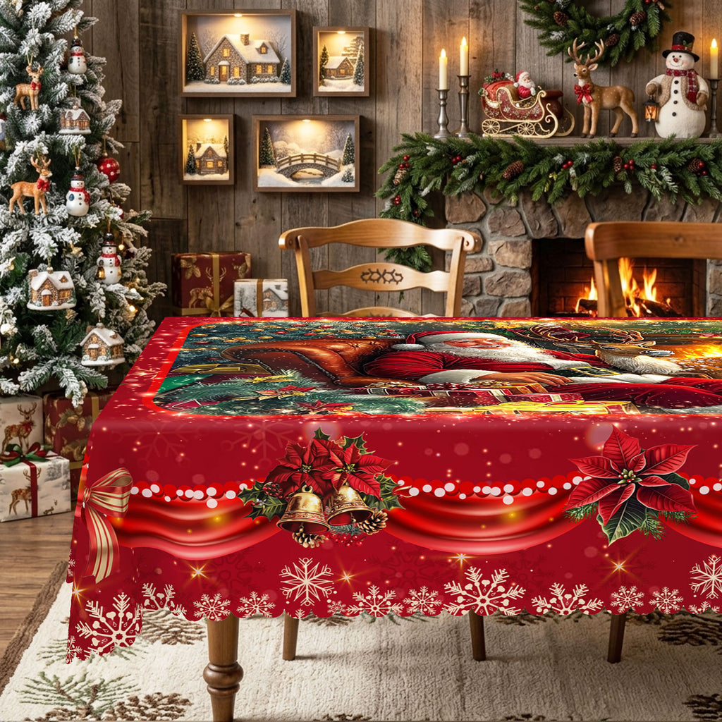 Christmas Santa Fireplace Tablecloth, Decorative Dining Table Cover for Dining, Holiday Parties & Christmas Decor - BS022-305 - image 3