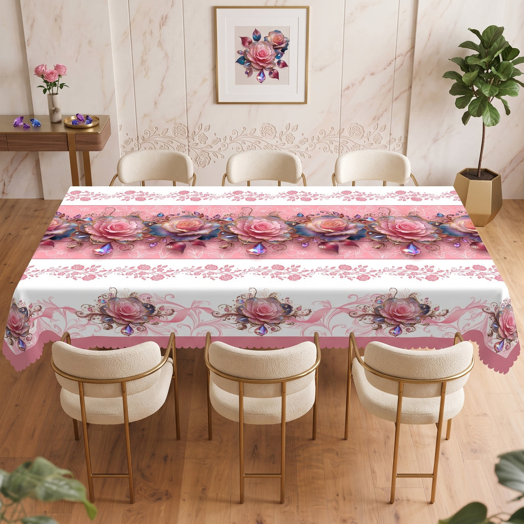 Pink Rose 3D Floral Tablecloth, Decorative Dining Table Cover for Dining Room, Party & Elegant Home Decor - BH003-220 - image 3