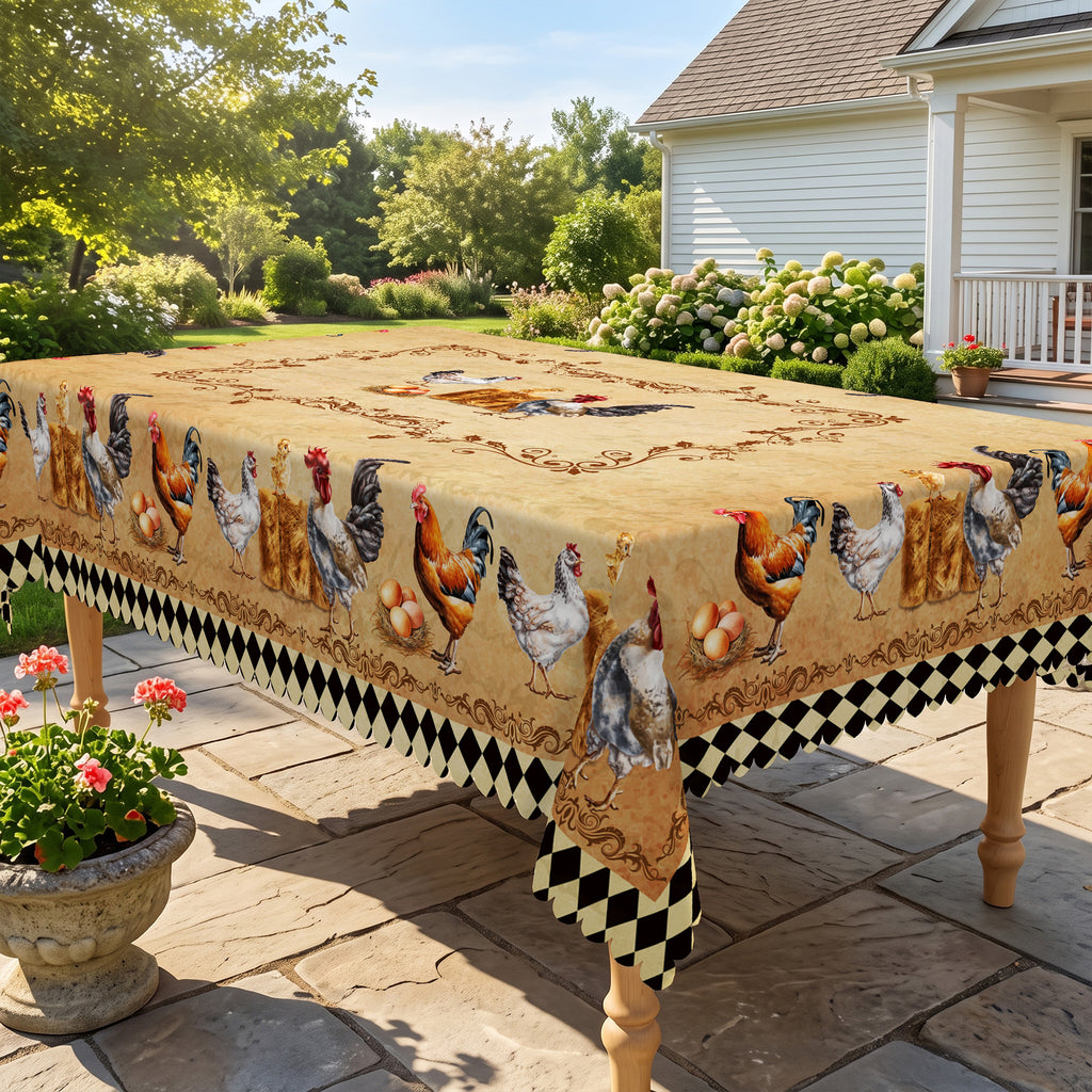 Blue Farmhouse Country Scene Tablecloth, Decorative Dining Table Cover for Kitchen, Dining, Farmhouse & Country Decor - BN004-220 - image 3