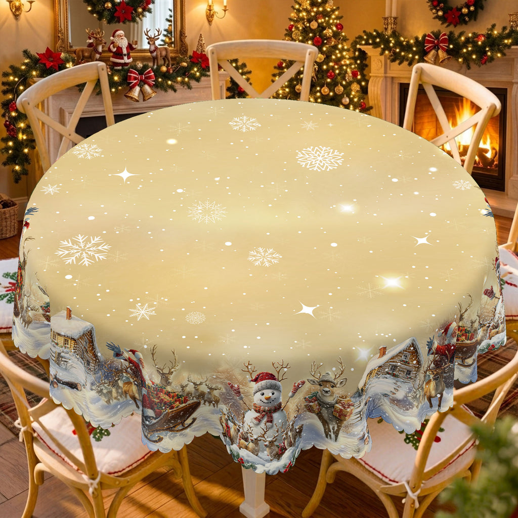 Christmas Tree Village Round Tablecloth, Decorative Dining Table Cover for Dining, Holiday Parties & Christmas Decor - BS035-152R - image 3