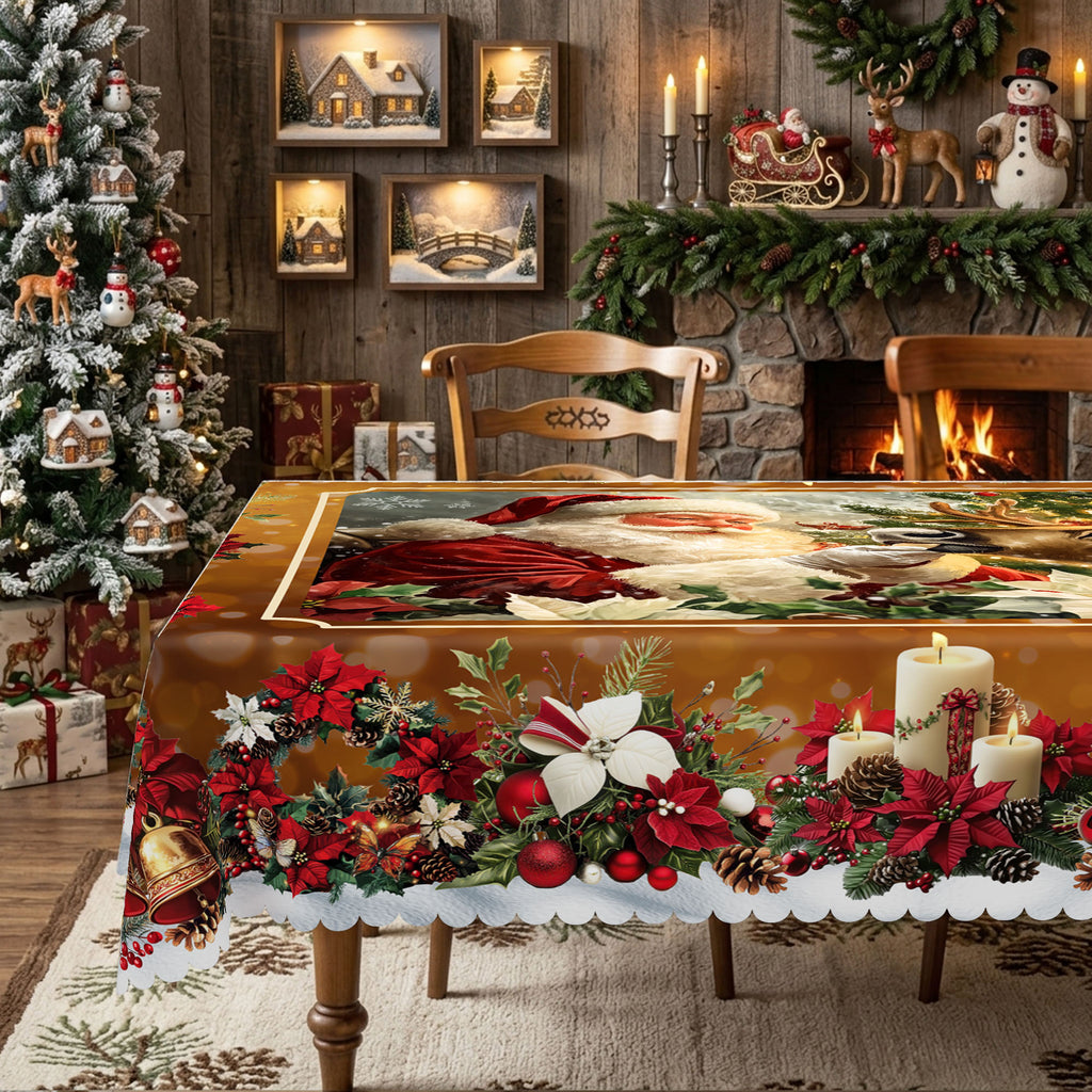 Christmas Santa & Deer Tablecloth, Decorative Dining Table Cover for Dining, Holiday Parties & Christmas Decor - BS003-305 - image 3