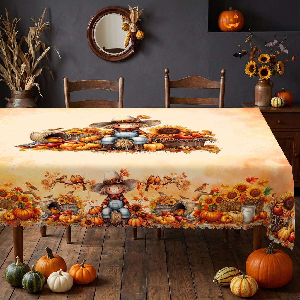 Autumn Pumpkin Patch Tablecloth, Decorative Dining Table Cover for Dining, Thanksgiving & Fall Home Decor - BQ008-220 - image 3